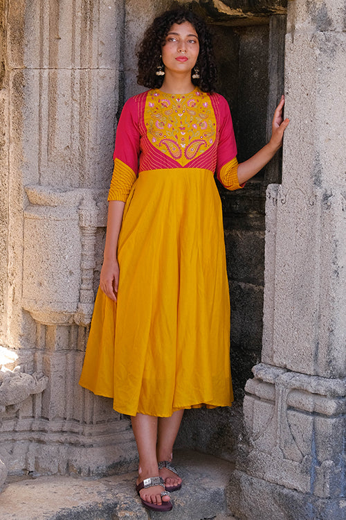 Okhai "Solana" Hand Embroidered Pure Cotton Mul Dress