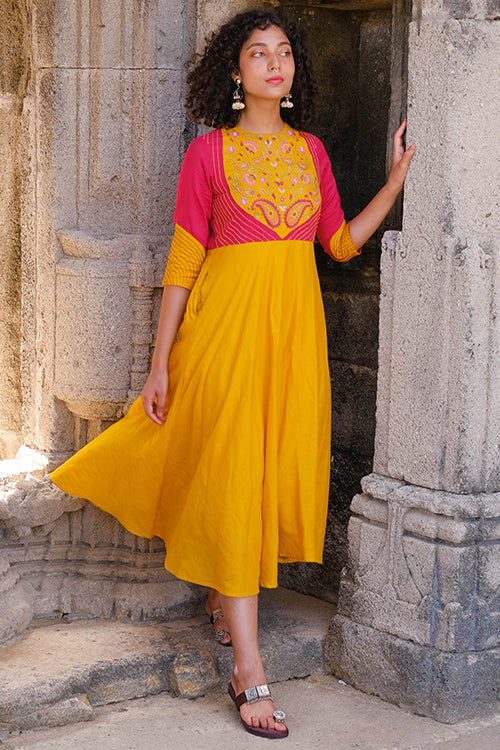 Okhai "Solana" Hand Embroidered Pure Cotton Mul Dress