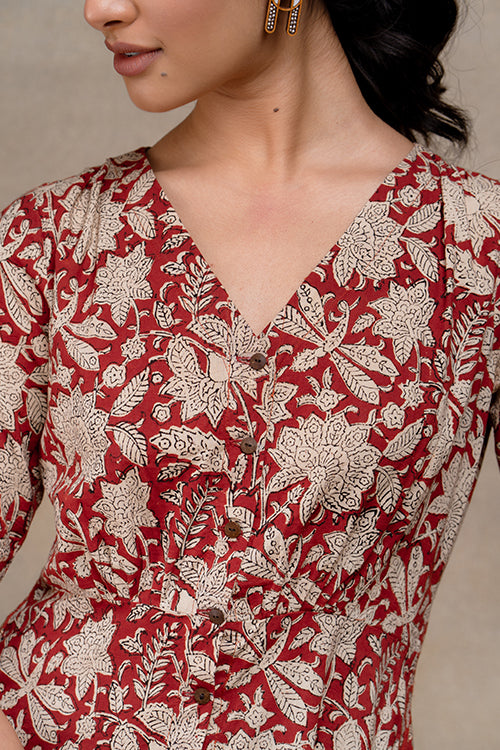 Okhai 'Edna' Cotton Hand Block Print Dress