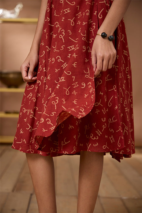 Okhai "Numero Chic" Handblock Printed Ajrakh Pure Cotton Sleeveless Wrap Dress