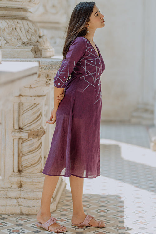 Okhai "Jacaranda" Mirrorwork Pure Cotton Wrap Dress