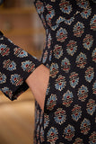 Okhai "Royal Topaz" Handblock Printed Modal Ajrakh V-neckline Dress