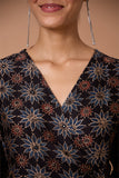 Neelam Embroidered Chanderi Silk Ajrakh Handblock Printed Wrap Dress