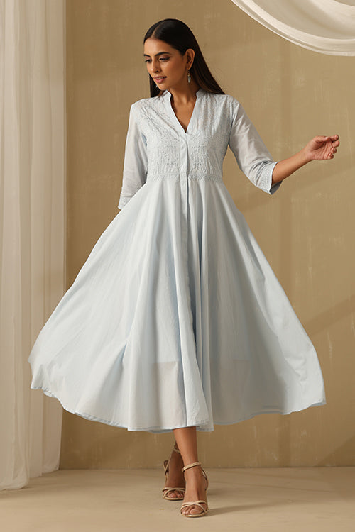cotton chikankari dress for women Women's Cotton Embroidery Lukhnawi Chikankari Silhouette Dress Kurta Set (white), Lucknowi Chikankari Suits, Chikan Suits, Lucknowi Chikan Suit, - Jaipur Prints, Jaipur