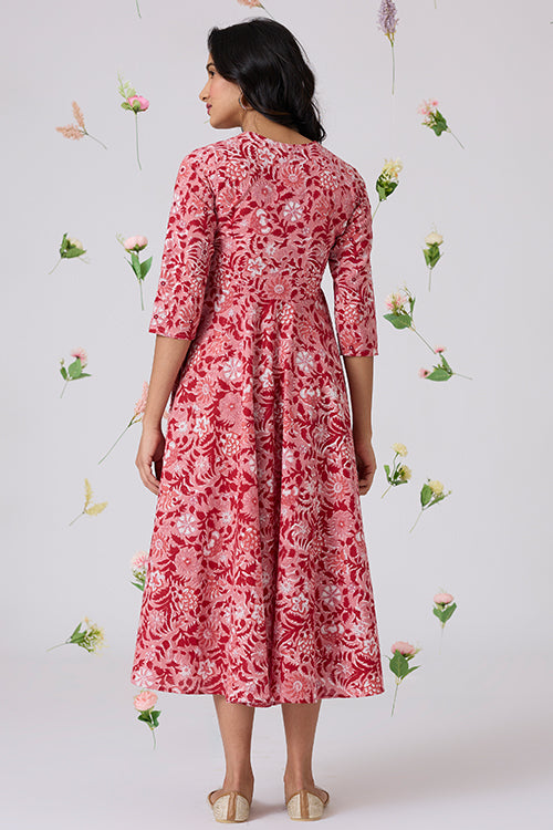 Okhai "Fragrant" Hand-Embroidered Mirrorwork Pure Cotton Flared Dress