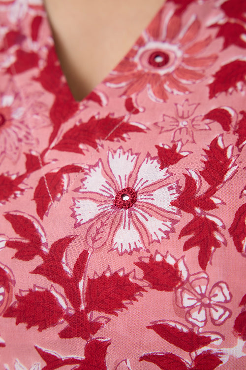 Okhai "Fragrant" Hand-Embroidered Mirrorwork Pure Cotton Flared Dress