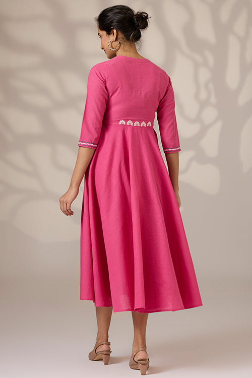 Okhai "Albeli" Hand-Embroidered Mirrorwork Pure Cotton Flared Dress
