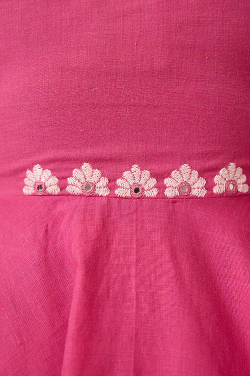 Okhai "Albeli" Hand-Embroidered Mirrorwork Pure Cotton Flared Dress