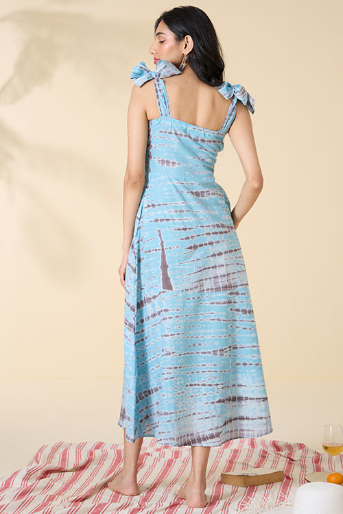 Okhai "Laguna lines" Tie-and-Dye Pure Cotton Strap Dress