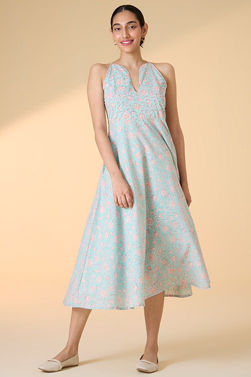 Okhai "Belladonna" Handblock Printed Pure Cotton Sleeveless Dress