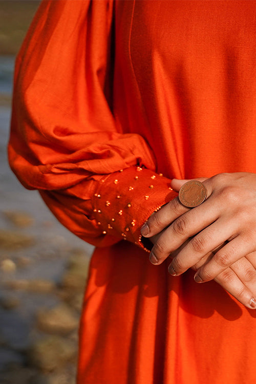 Okhai "Sunkissed" Hand-Embroidered Tikki and Beadwork Silk Blend Dress