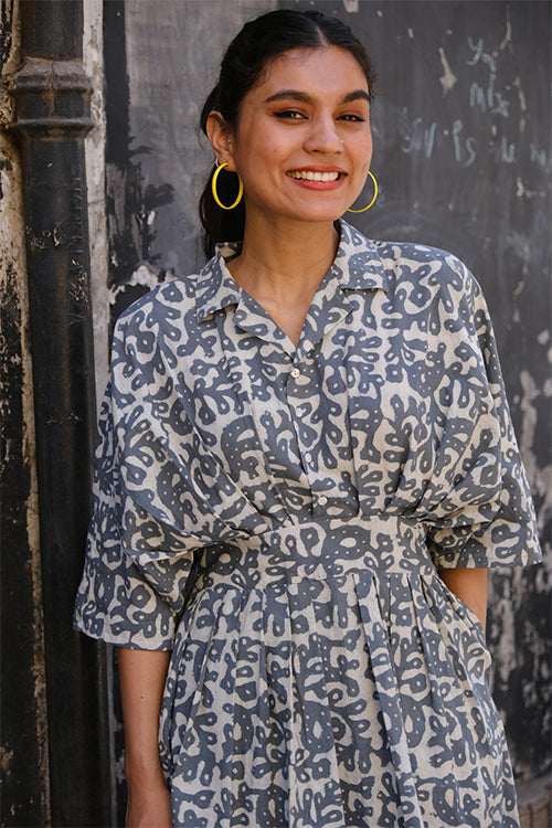 Okhai "Slate" Hand Block Printed Cotton Dress