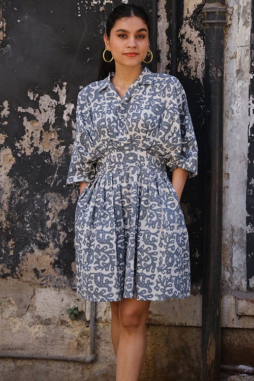 Okhai "Slate" Hand Block Printed Cotton Dress
