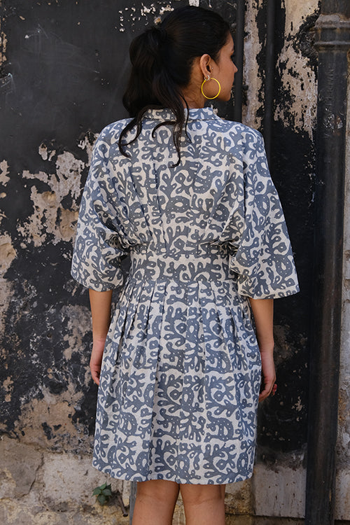 Okhai "Slate" Hand Block Printed Cotton Dress