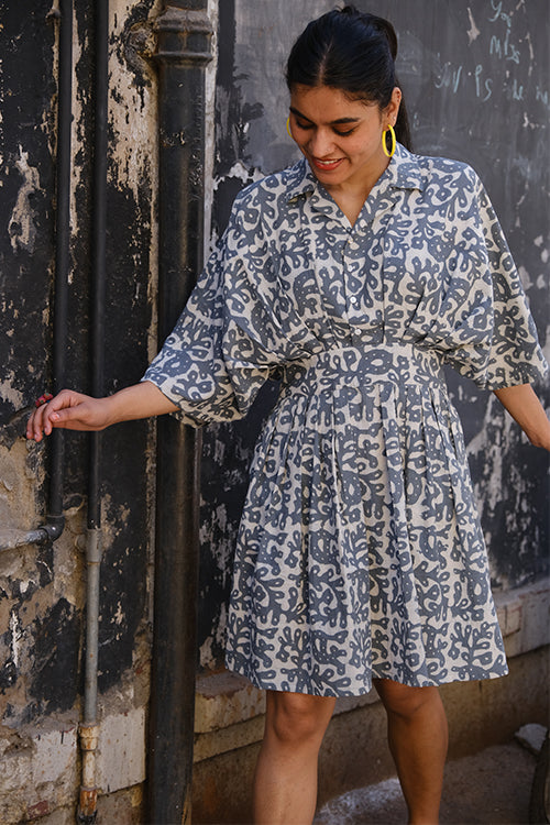 Okhai "Slate" Hand Block Printed Cotton Dress