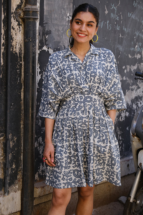 Okhai "Slate" Hand Block Printed Cotton Dress