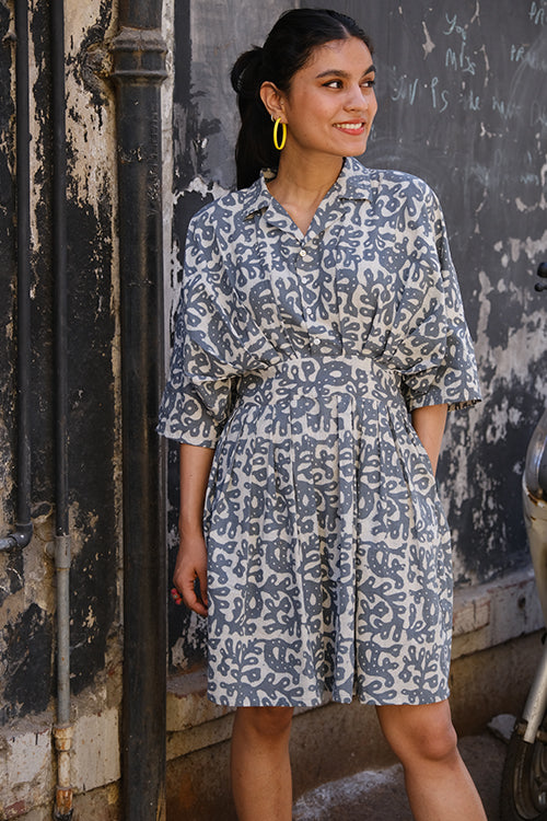 Okhai "Slate" Hand Block Printed Cotton Dress