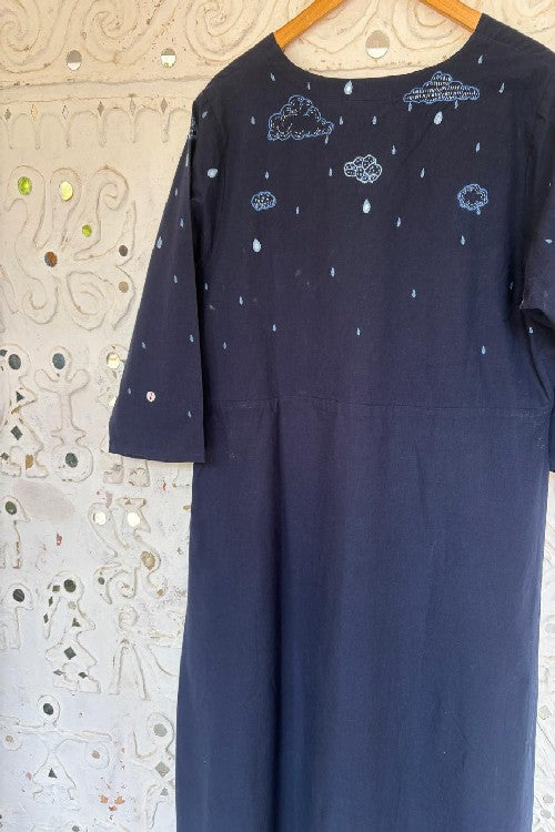 Okhai "Cloud Song" Hand Embroidered Mirrorwork Pure Cotton Dress | Rescue
