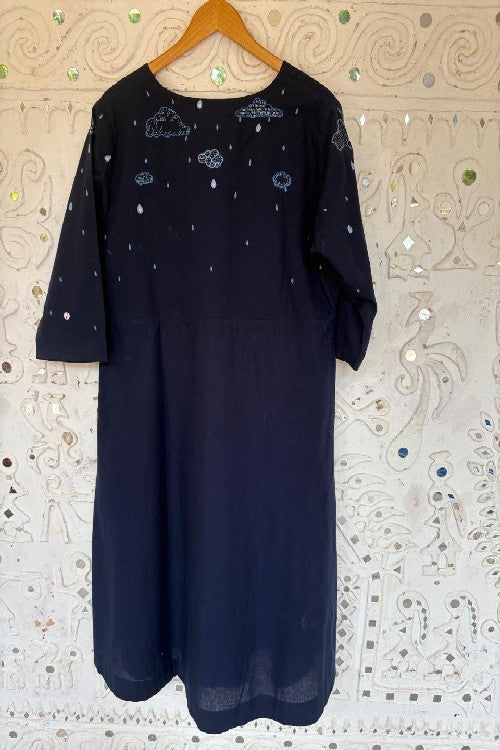Okhai "Cloud Song" Hand Embroidered Mirrorwork Pure Cotton Dress | Rescue