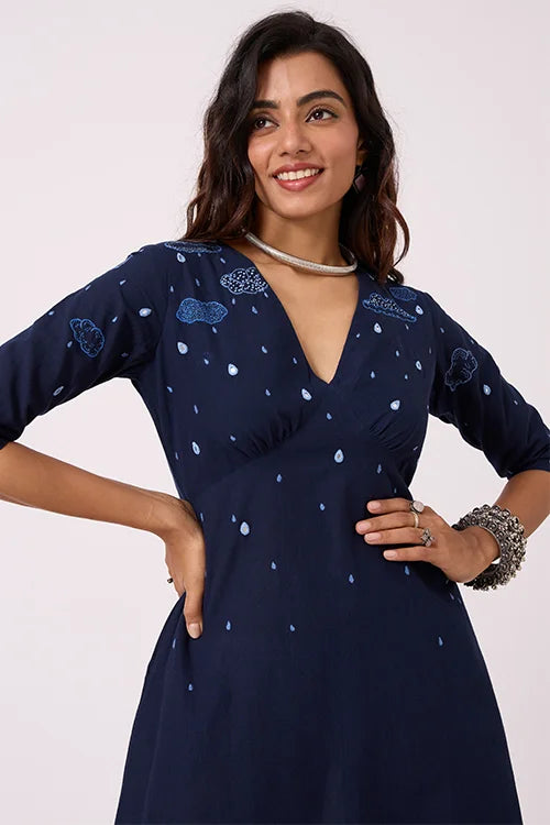Okhai "Cloud Song" Hand Embroidered Mirrorwork Pure Cotton Dress