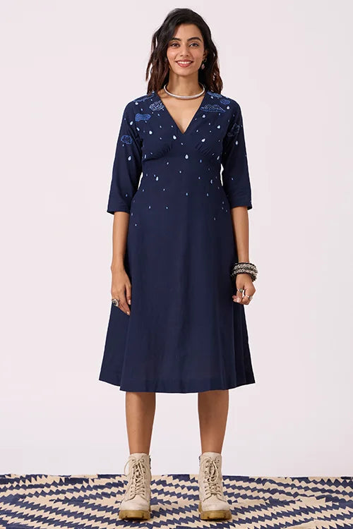 Okhai "Cloud Song" Hand Embroidered Mirrorwork Pure Cotton Dress