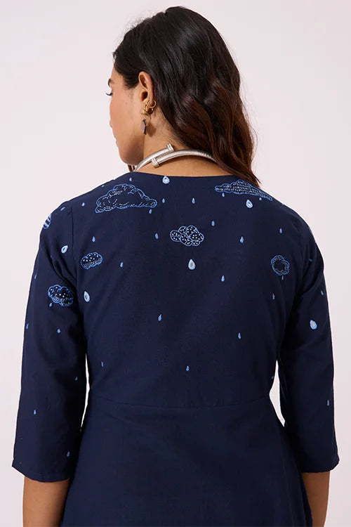 Okhai "Cloud Song" Hand Embroidered Mirrorwork Pure Cotton Dress