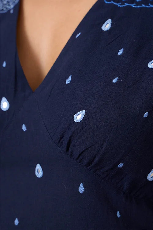 Okhai "Cloud Song" Hand Embroidered Mirrorwork Pure Cotton Dress