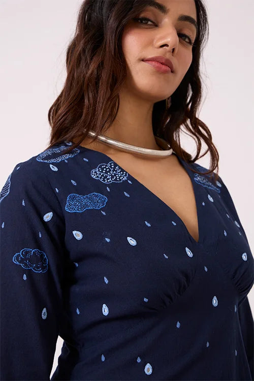 Okhai "Cloud Song" Hand Embroidered Mirrorwork Pure Cotton Dress