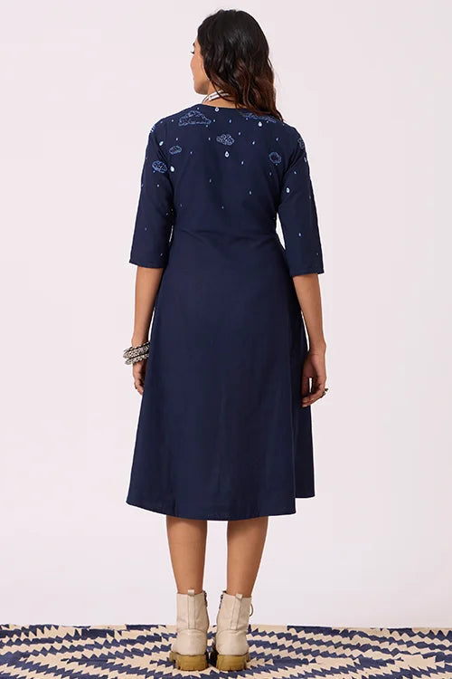 Okhai "Cloud Song" Hand Embroidered Mirrorwork Pure Cotton Dress