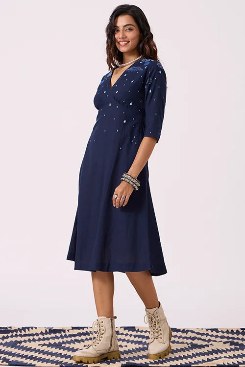 Okhai "Cloud Song" Hand Embroidered Mirrorwork Pure Cotton Dress