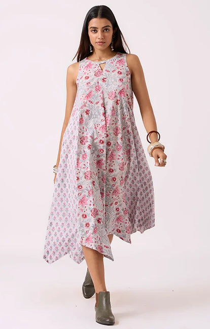 Okhai "Vacay" Hand Block Printed Pure Cotton Sleeveless Dress