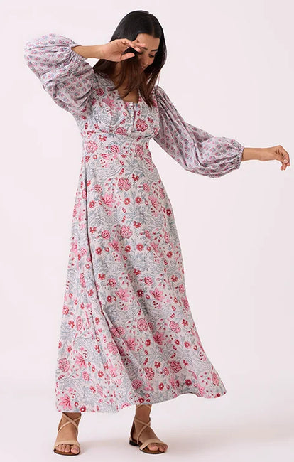 Okhai "Flora" Hand Block Printed Pure Cotton Dress