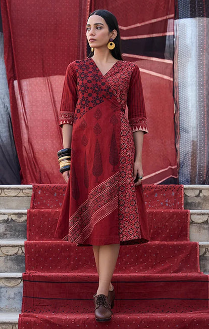 Okhai "Mosaic" Cotton Ajrakh Wrap Dress
