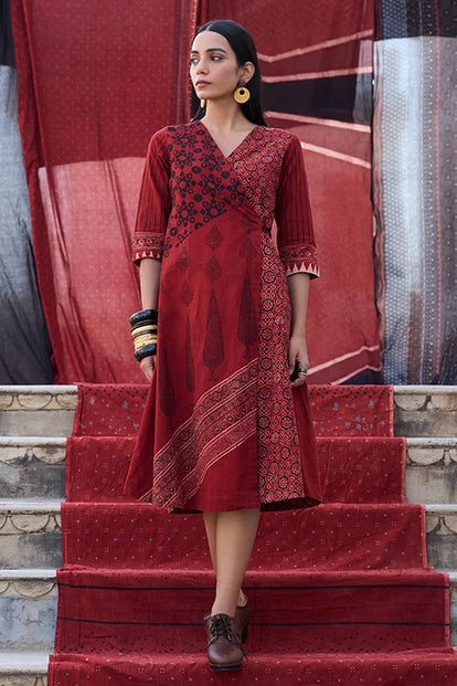 Okhai "Mosaic" Cotton Ajrakh Wrap Dress