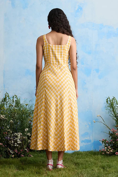 Okhai "Buttercup" Sleeveless Yellow Handloom Dress