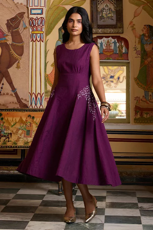 Okhai "Nocturne" Hand Embroidered Pure Cotton Sleeveless Dress