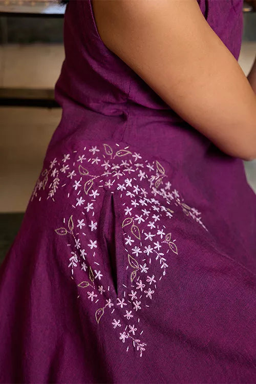 Okhai "Nocturne" Hand Embroidered Pure Cotton Sleeveless Dress