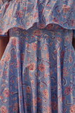 Okhai 'Warm' Hand Block Printed Off Shoulder Pure Cotton Dress | Relove