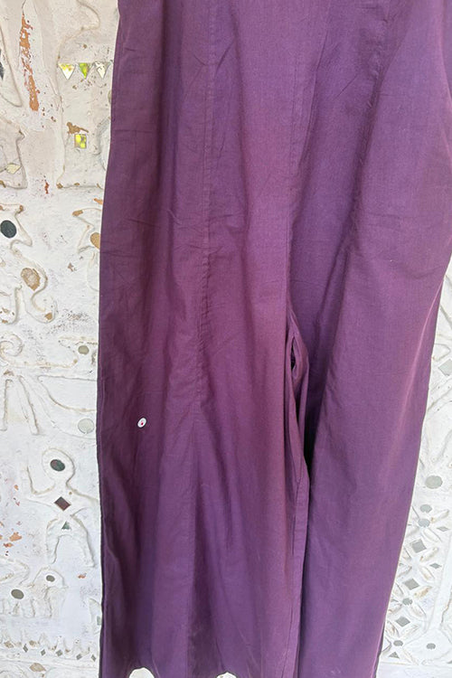 Okhai 'Cranberry' Pure Cotton Embroidered Sleeveless Jumpsuit| Rescue