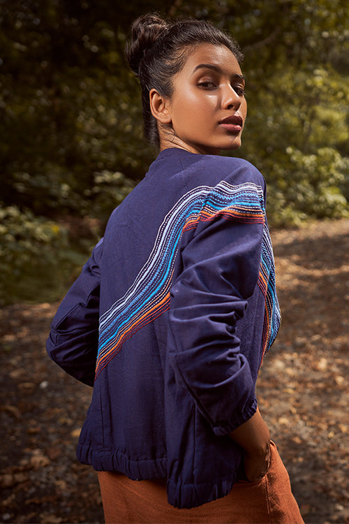 Okhai 'Fani' Hand Embroidered Pure Cotton Bomber Jacket