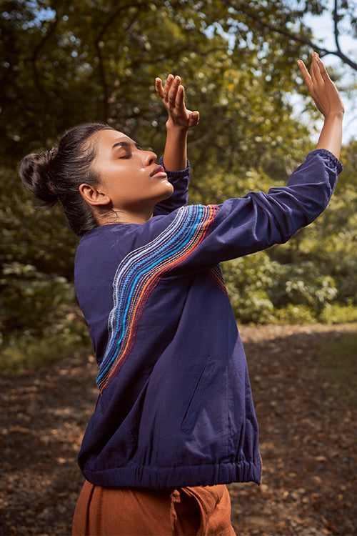 Okhai 'Fani' Hand Embroidered Pure Cotton Bomber Jacket