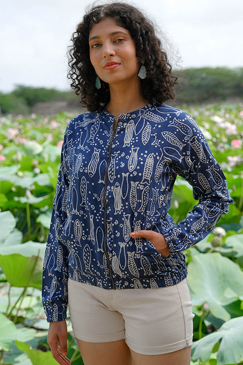 Ethnic Printed Cotton Reversible Jacket for Women | Lable Rahul Singh