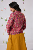 Okhai "Coraline" Hand-Embroidered Mirrorwork Handblock Printed Pure Cotton Bomber Jacket