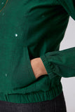 Okhai "Pastoral" Hand-Embroidered Mirrorwork Pure Cotton Bomber Jacket
