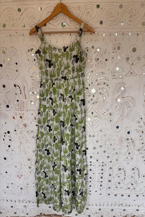 Okhai 'Succulent' Hand Block Printed Pure Cotton Jumpsuit | Rescue