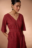 Burnt Copper Printed Half-Sleeved Ajrakh Pure Cotton Jumpsuit For Women Online