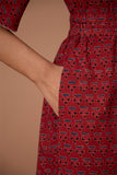 Okhai "Burnt Copper" Handblock Printed Ajrakh Pure Cotton Half-Sleeved Jumpsuit