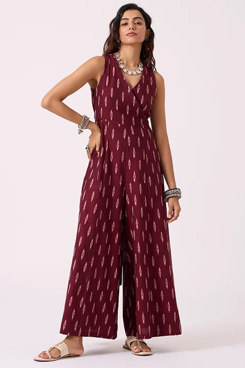 Okhai "Carmine" Pure Cotton Ikat Jumpsuit