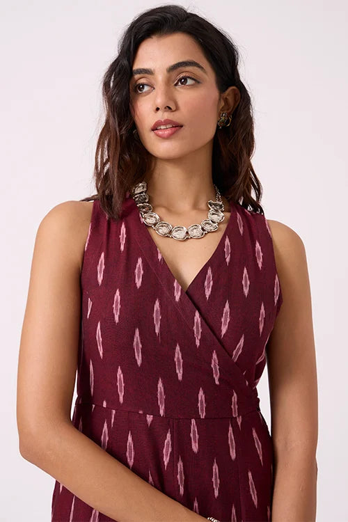 Okhai "Carmine" Pure Cotton Ikat Jumpsuit