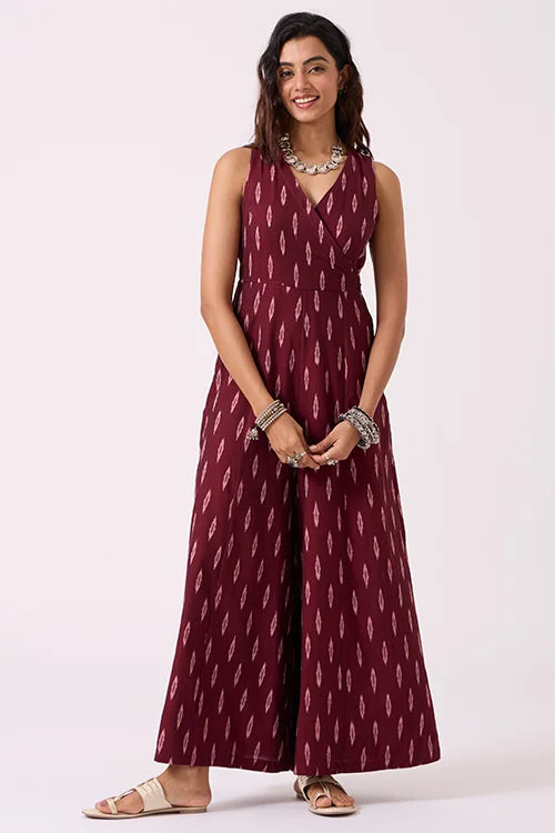 Okhai "Carmine" Pure Cotton Ikat Jumpsuit